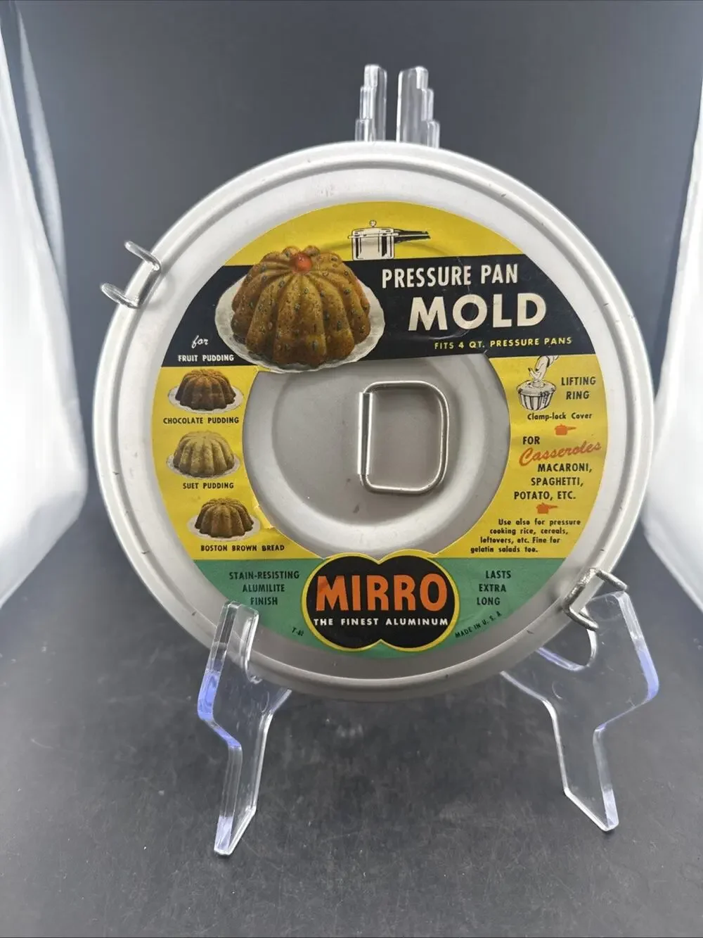 NOS Vintage Mirro Aluminum Pressure Pan Mold 4 Qt Fluted Cake Pudding Pan New